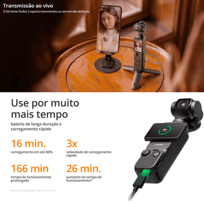 Câmera DJI Osmo Pocket 3 Original Creator Combo 4K Gimbal - BRvarejo.net