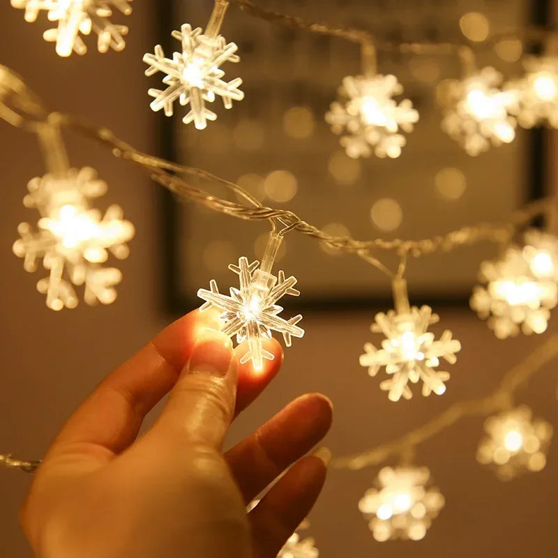 Luzes De Corda LED Floco De Neve Estrela Guirlanda Decoração de Natal